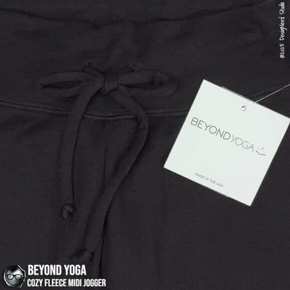 BEYOND YOGA COZY FLEECE LOUNGE AROUND MIDI JOGGER IN BLACK SUPER SOFT MODAL - Picture 7 of 11
